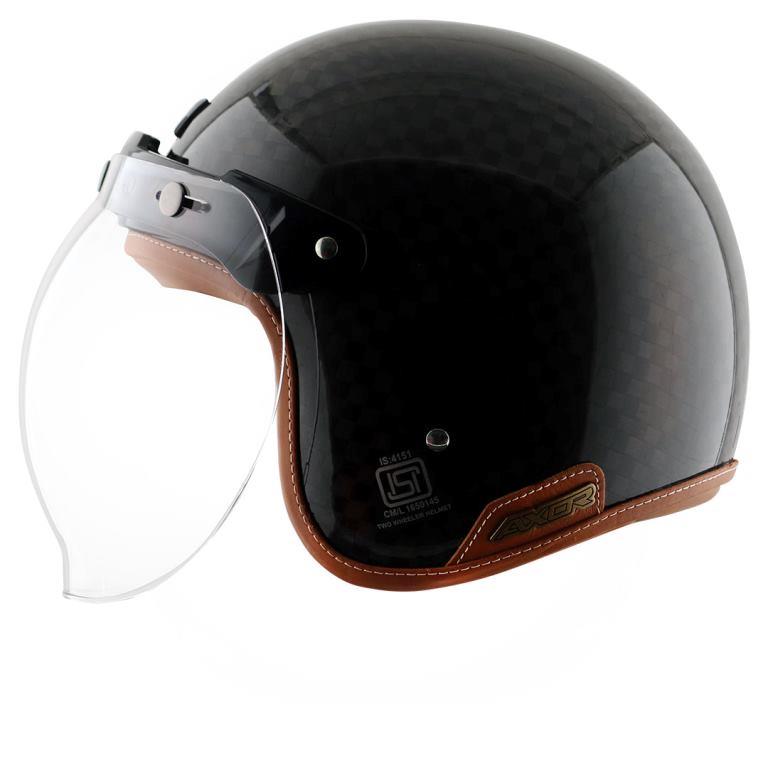 Axor Jet Carbon Big Checks helmet with bubble visor-Black