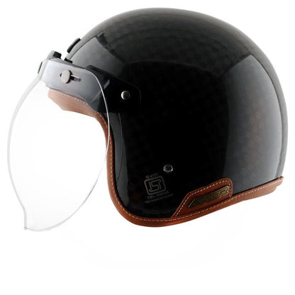 Axor Jet Carbon Big Checks helmet with bubble visor-Black