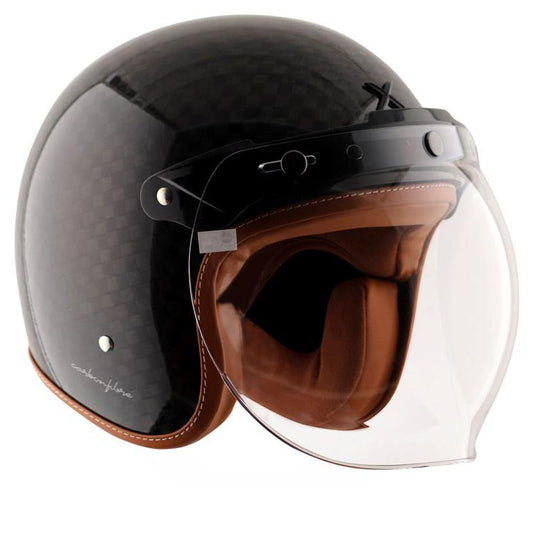 Axor Jet Carbon Big Checks helmet with bubble visor-Black