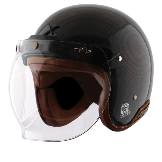 Axor Jet Carbon Small Checks helmet with Bubble Visor-Black