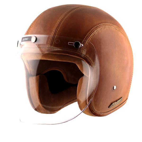Axor Retro Jet Leather Helmet - Burnt-Camel Brown