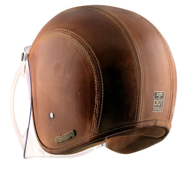 Axor Retro Jet Leather Helmet - Burnt-Camel Brown