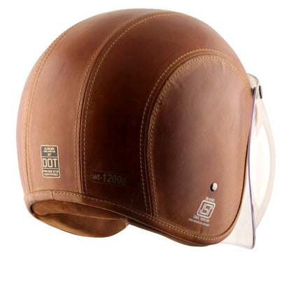 Axor Retro Jet Leather Helmet - Burnt-Camel Brown