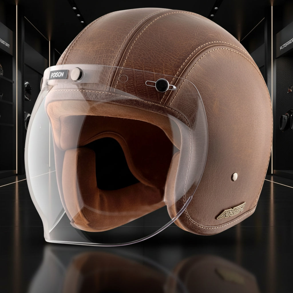Axor Retro Jet Leather Helmet - Poison-coco Brown