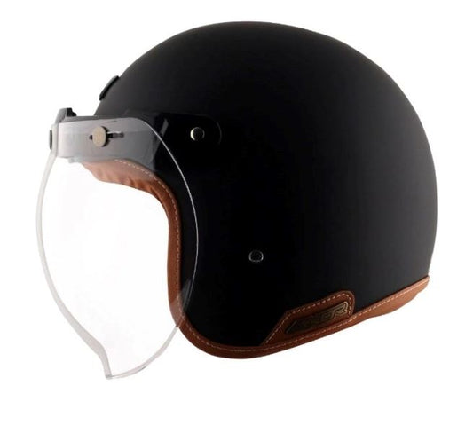 Axor Retro Jet Leather Helmet-black