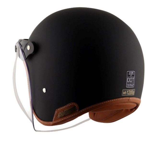 Axor Retro Jet Leather Helmet-black