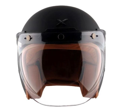 Axor Retro Jet Leather Helmet-black