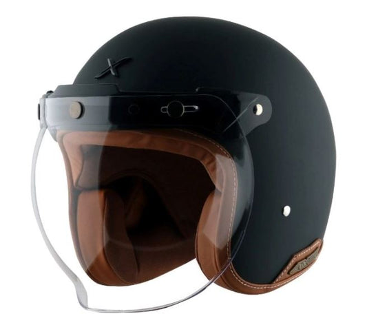 Axor Retro Jet Leather Helmet-black