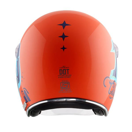 Axor Retro Jet Sportz C13 Helmet - Orange Blue