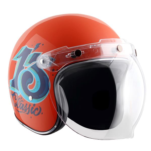 Axor Retro Jet Sportz C13 Helmet - Orange Blue