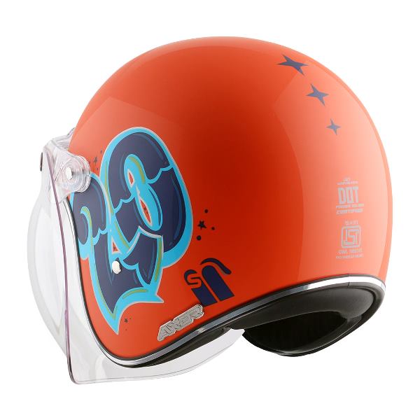 Axor Retro Jet Sportz C13 Helmet - Orange Blue