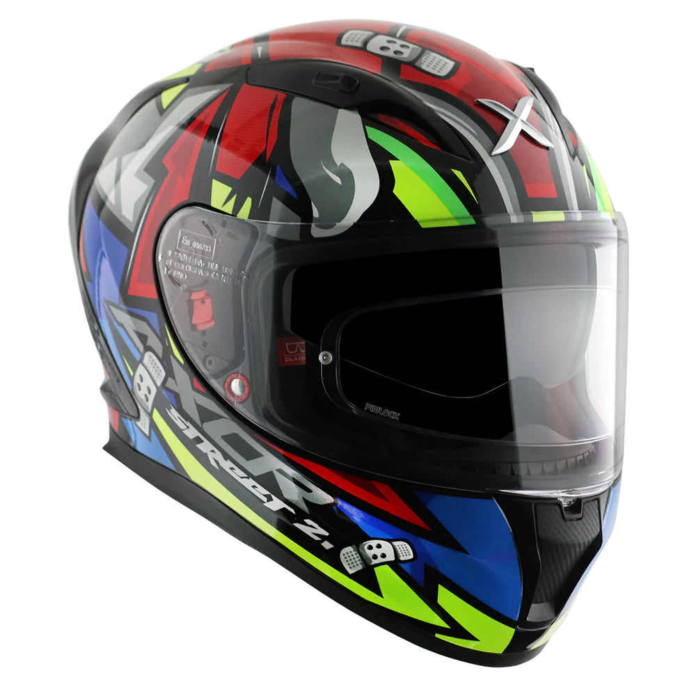 Axor Street Bobby Full-Face Helmet - Glossy Black Red