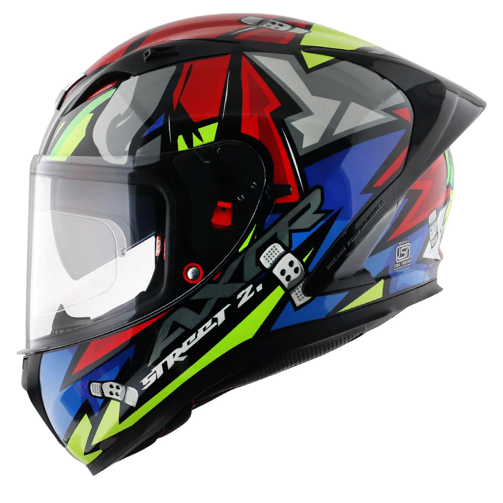 Axor Street Bobby Full-Face Helmet - Glossy Black Red