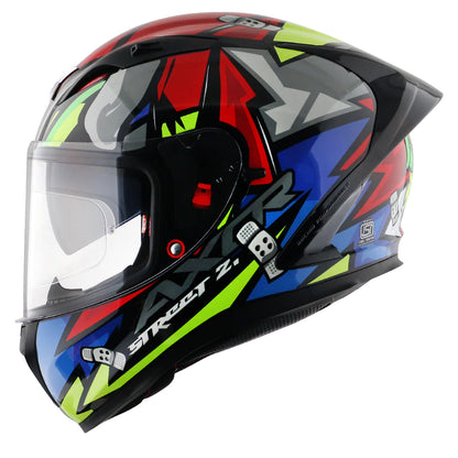 Axor Street Bobby Full-Face Helmet - Glossy Black Red