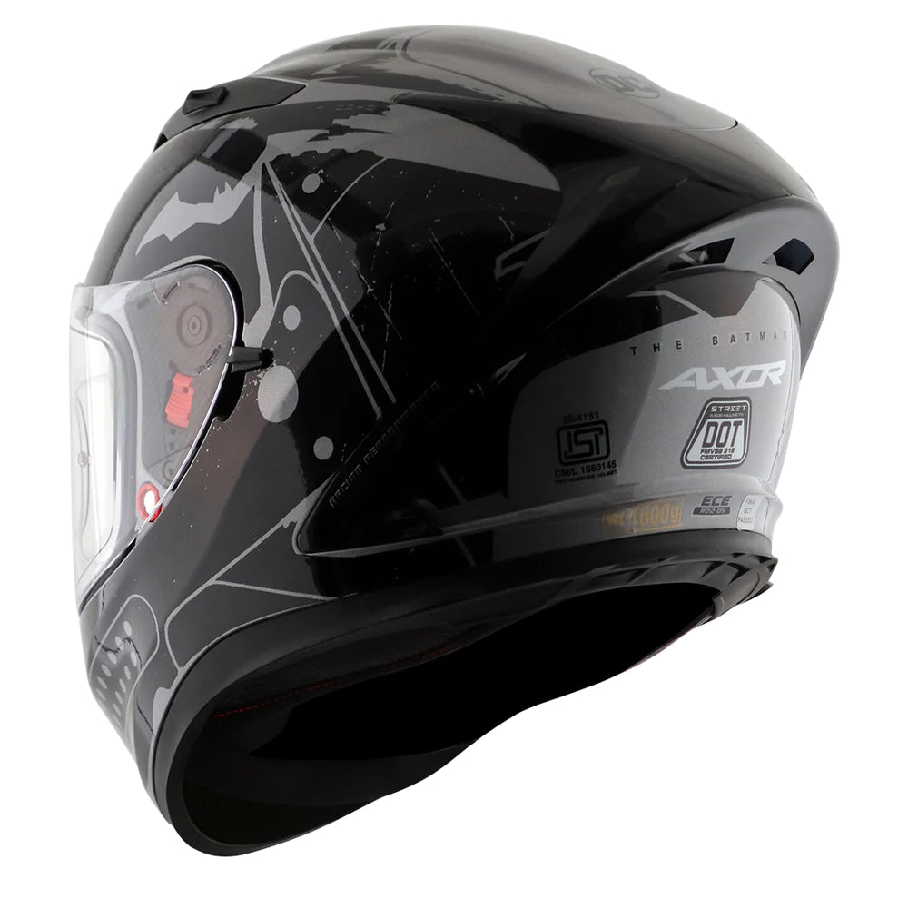 Axor Street DC Batman Full-Face Helmet - Gloss Anthracite Black