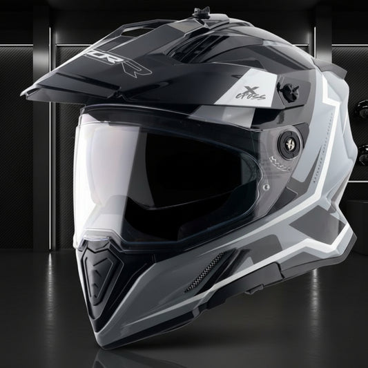 Axor X-Cross Dual Visor Flagstaff Helmet - Dull Nardo Grey Black
