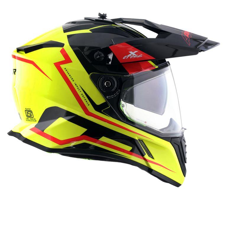 Axor X-Cross Dual Visor Flagstaff Helmet - Neon Yellow Black