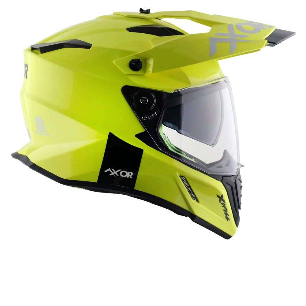 Axor X Cross Dual Visor Helmet - Neon Yellow