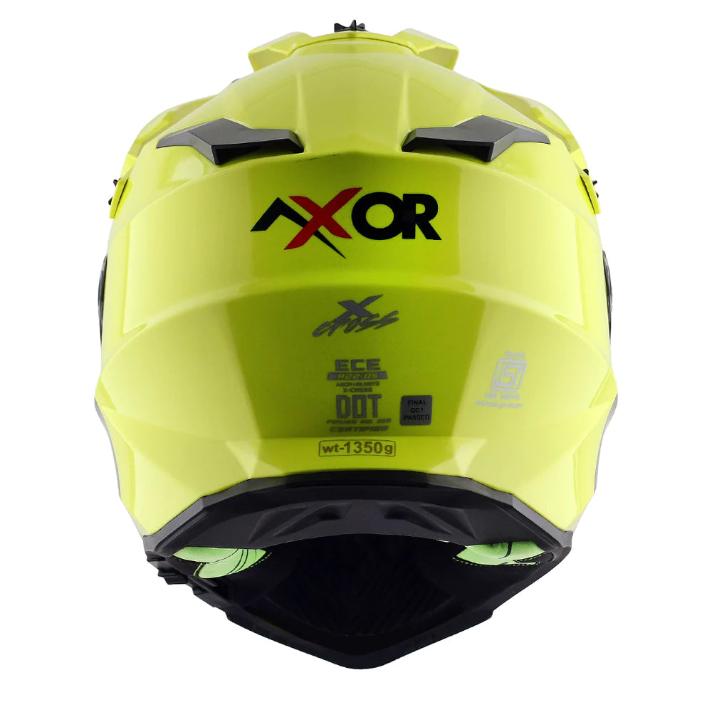 Axor X Cross Dual Visor Helmet - Neon Yellow