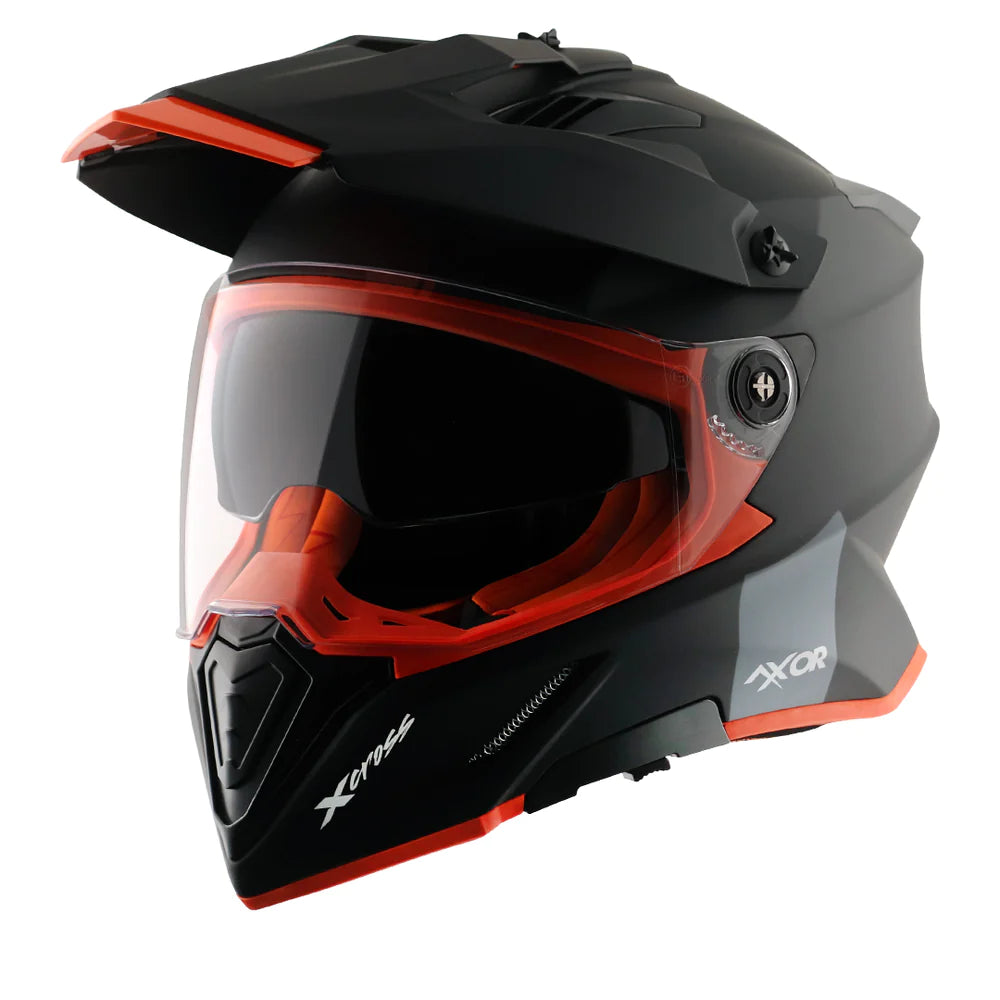 Axor X Cross Dual Visor Matt Black Orange Helmet