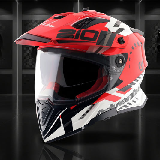 Axor X-Cross Dual Visor Speedometer Helmet - White Red