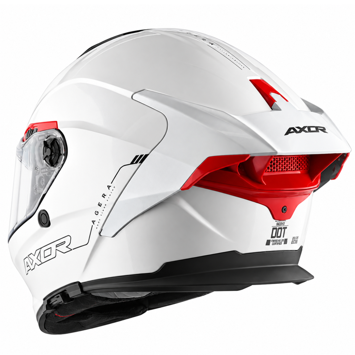 Axor Agera Full Face White Helmet With Spoiler