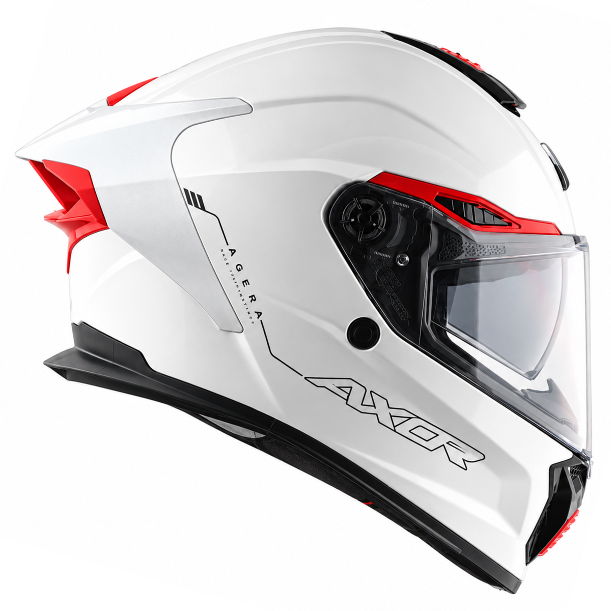 Axor Agera Full Face White Helmet With Spoiler