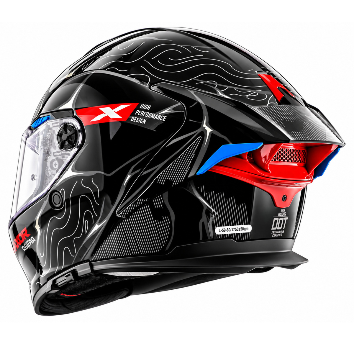 Axor Agera Raiz Full Face Black Grey Helmet With Spoiler