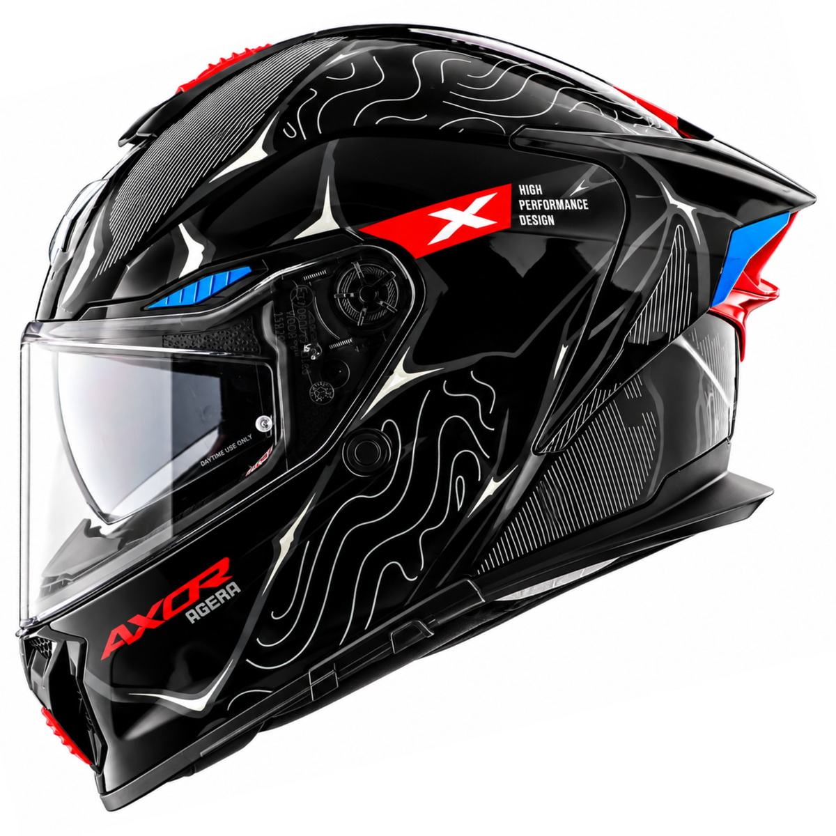 Axor Agera Raiz Full Face Black Grey Helmet With Spoiler