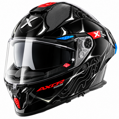 Axor Agera Raiz Full Face Black Grey Helmet With Spoiler