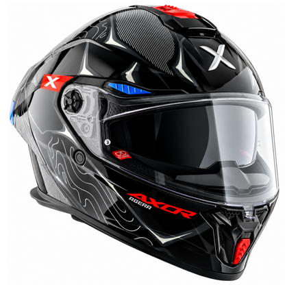 Axor Agera Raiz Full Face Black Grey Helmet With Spoiler