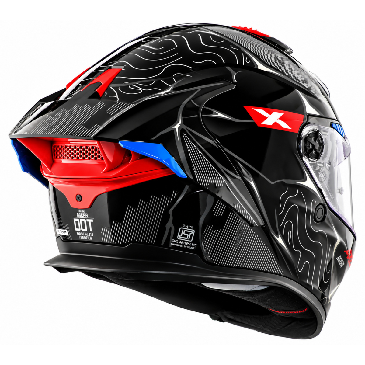 Axor Agera Raiz Full Face Black Grey Helmet With Spoiler
