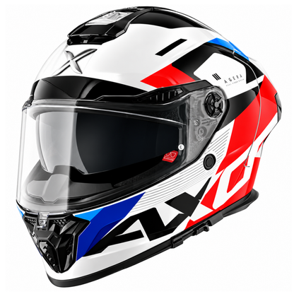 Axor Agera Rush Full Face White Red Helmet With Spoiler
