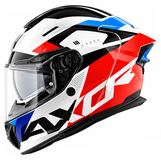 Axor Agera Rush Full Face White Red Helmet With Spoiler