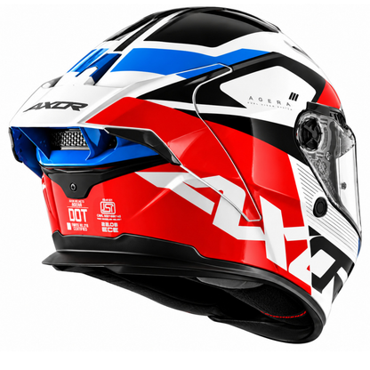 Axor Agera Rush Full Face White Red Helmet With Spoiler