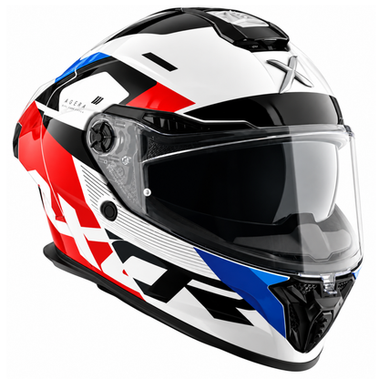 Axor Agera Rush Full Face White Red Helmet With Spoiler