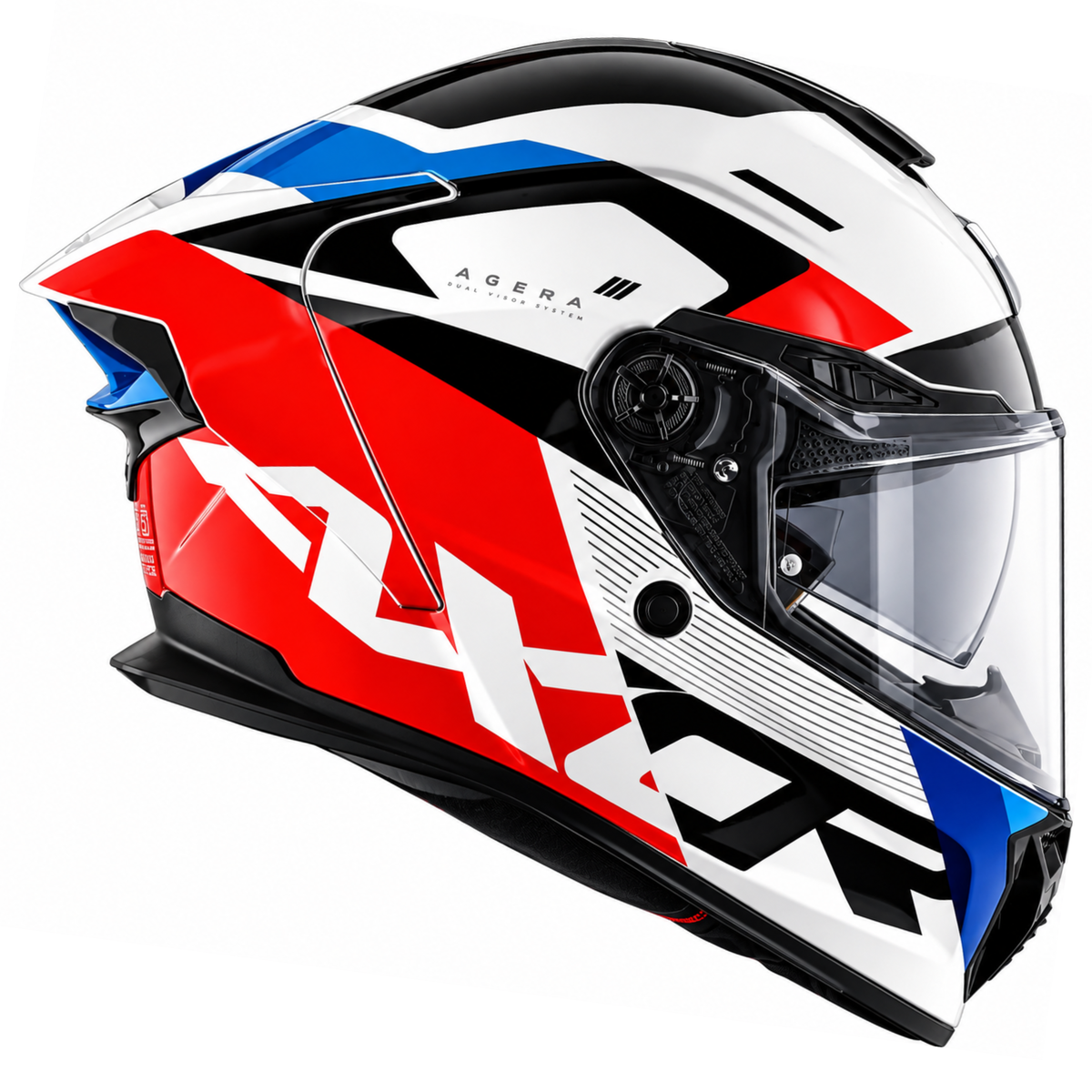 Axor Agera Rush Full Face White Red Helmet With Spoiler