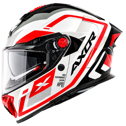 Axor Agera Starry Full Face White Red Helmet With Spoiler