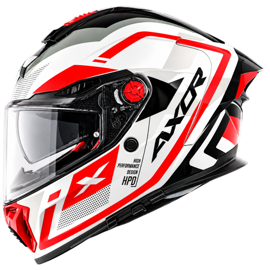 Axor Agera Starry Full Face White Red Helmet With Spoiler