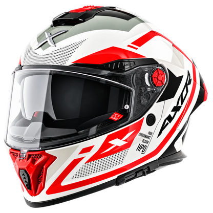 Axor Agera Starry Full Face White Red Helmet With Spoiler