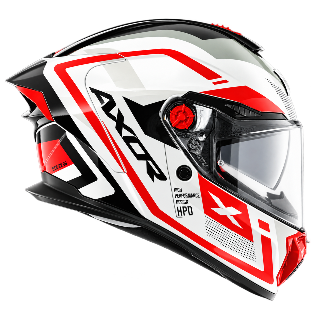 Axor Agera Starry Full Face White Red Helmet With Spoiler