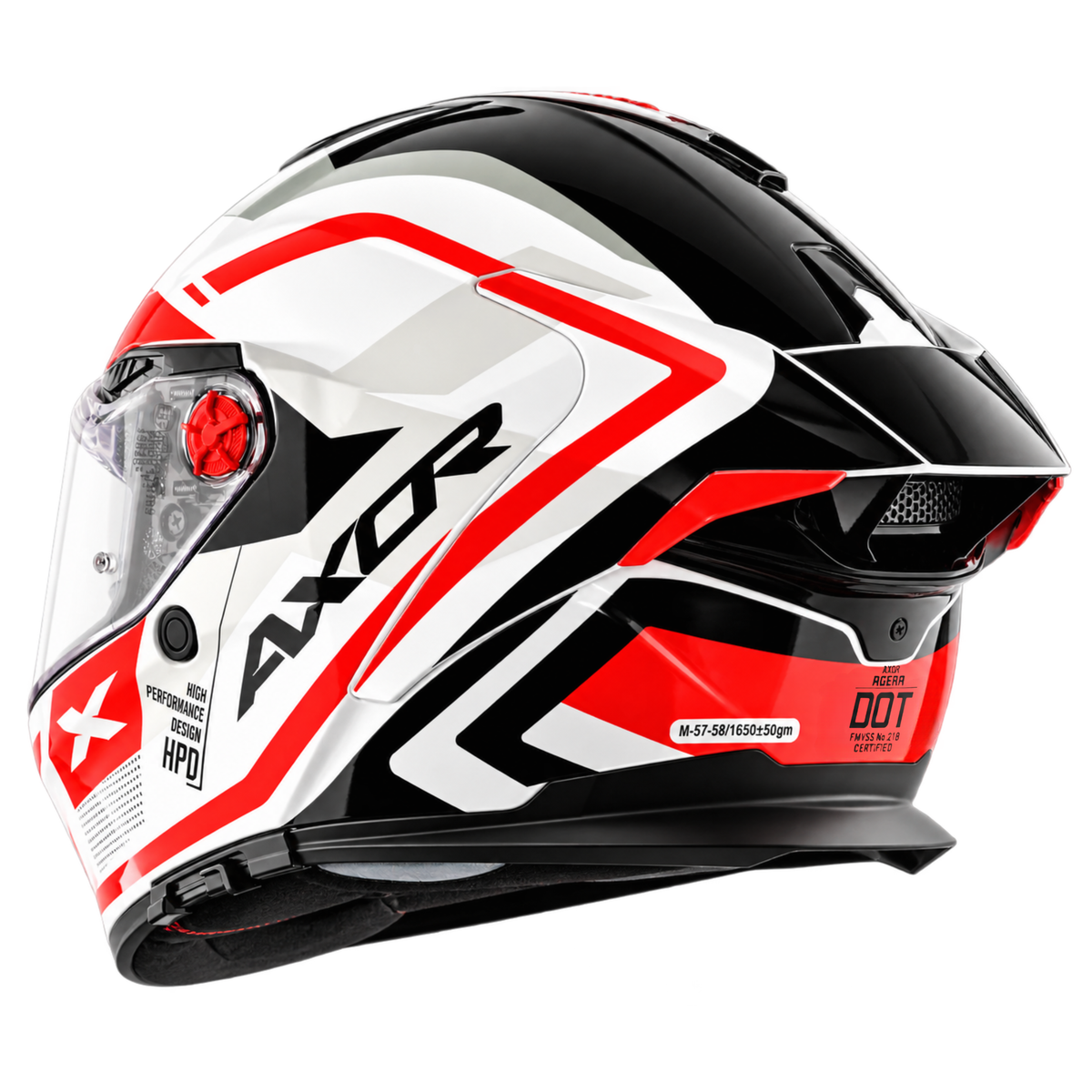 Axor Agera Starry Full Face White Red Helmet With Spoiler