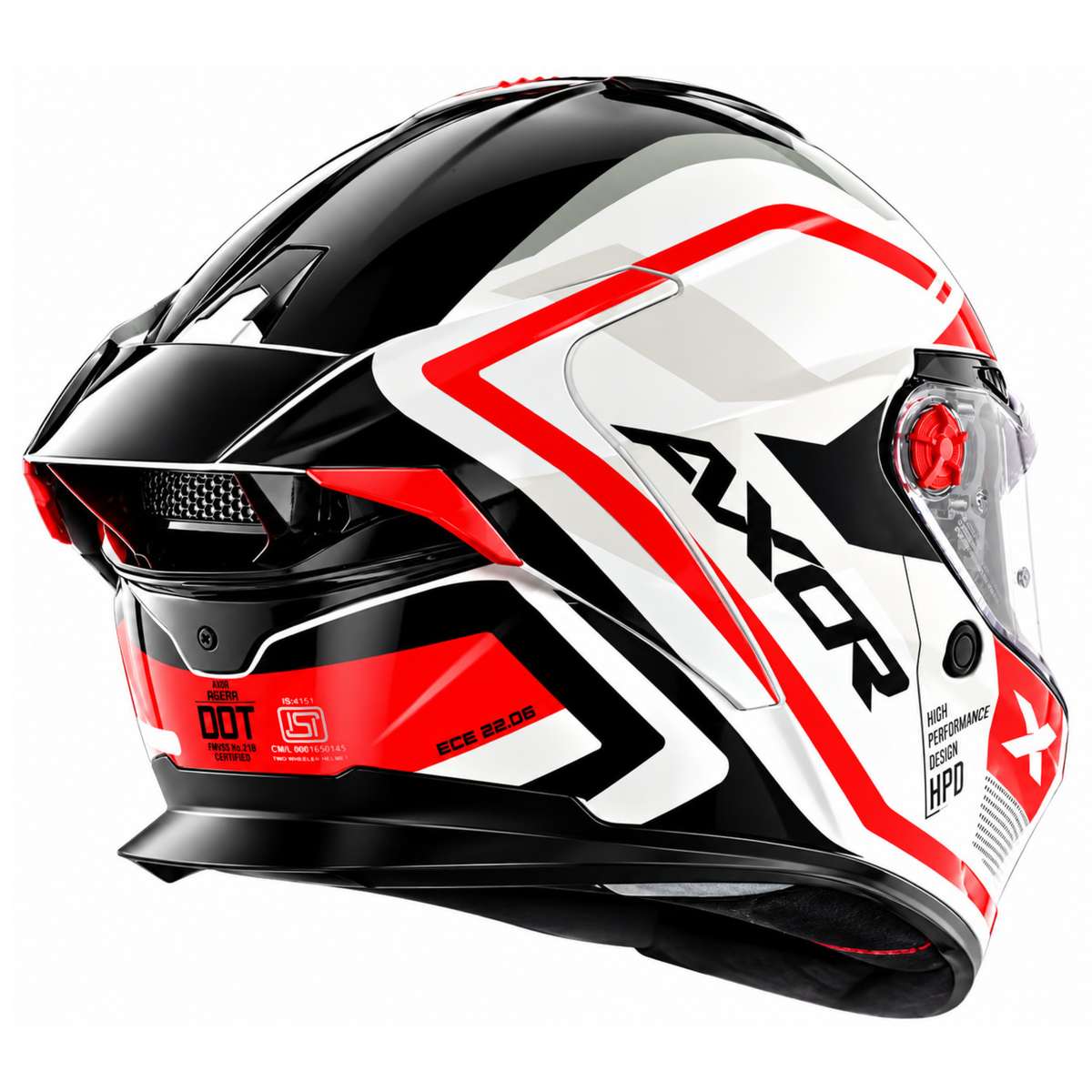 Axor Agera Starry Full Face White Red Helmet With Spoiler