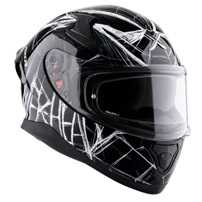 Axor Apex Marvel Spider Man Edition Full-Face Helmet With Spoiler (Black/White)