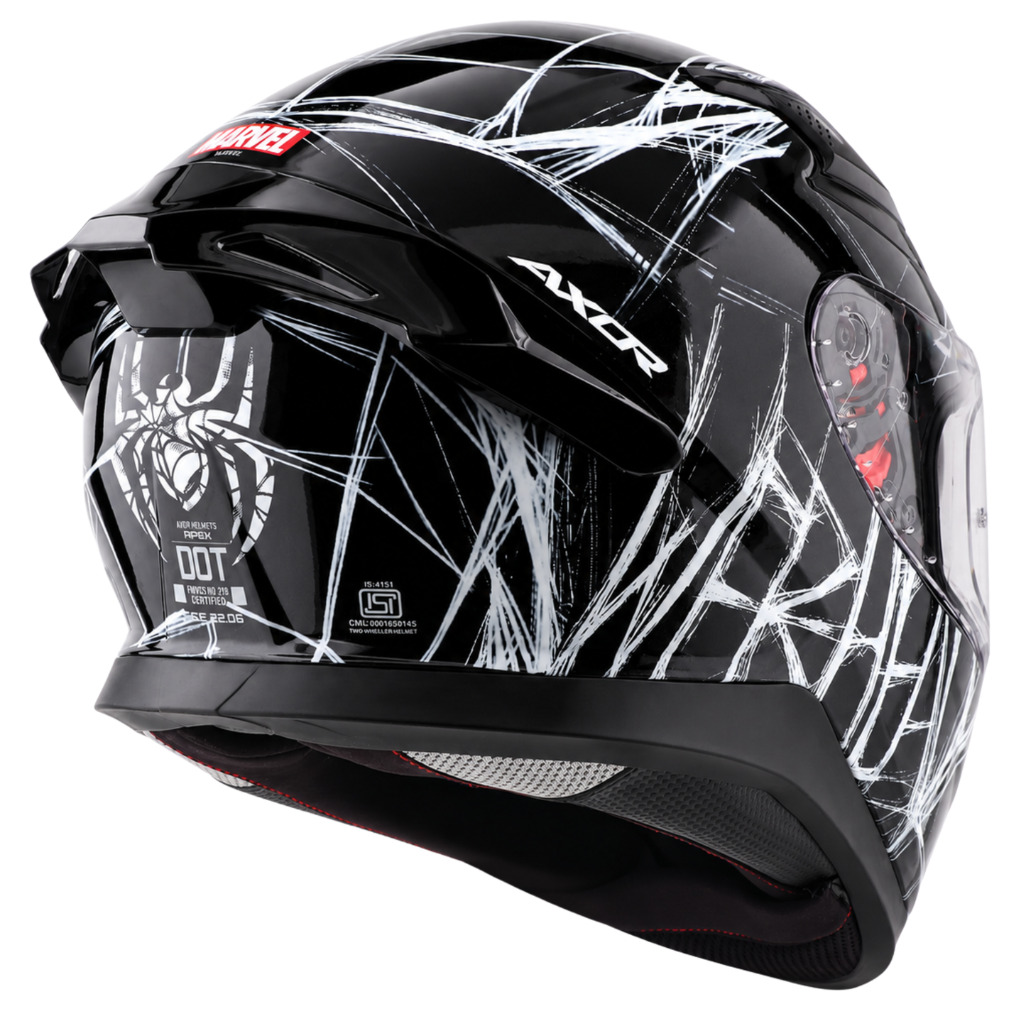 Axor Apex Marvel Spider Man Edition Full-Face Helmet With Spoiler (Black/White)