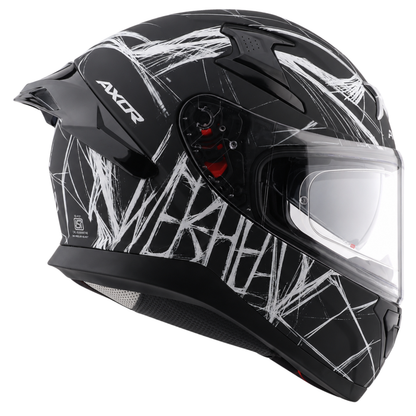 Axor Apex Marvel Spider Man Edition Full-Face Helmet With Spoiler (Dull Black/White)