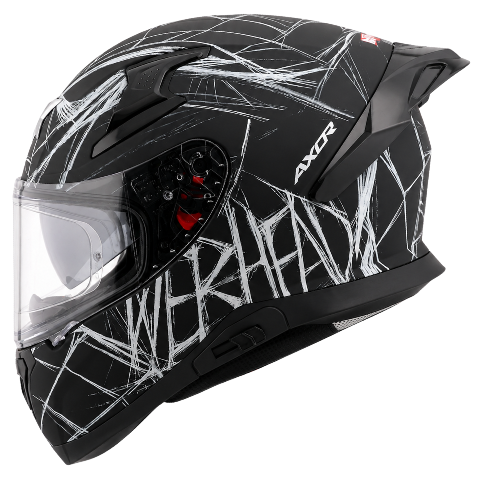 Axor Apex Marvel Spider Man Edition Full-Face Helmet With Spoiler (Dull BlackWhite)
