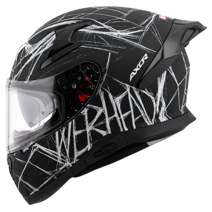 Axor Apex Marvel Spider Man Edition Full-Face Helmet With Spoiler (Dull BlackWhite)