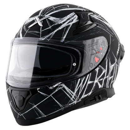 Axor Apex Marvel Spider Man Edition Full-Face Helmet With Spoiler (Dull Black/White)