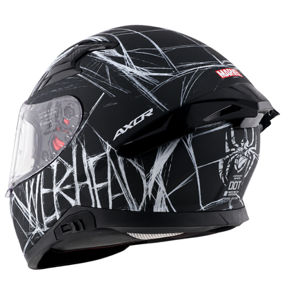 Axor Apex Marvel Spider Man Edition Full-Face Helmet With Spoiler (Dull Black/White)
